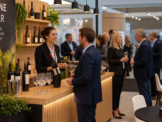 Wine-bar sur stand : comment attirer des prospects qualifiés sur un salon (flux, espace, script d’accueil)